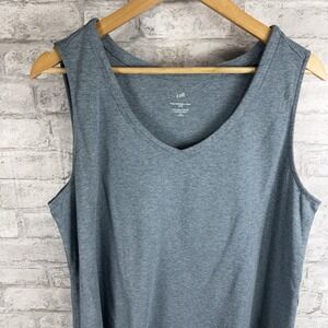 J Jill Tank Top Pima Rounded V Neck 100% Pima Cotton Blue Casual Size XL‎ Petite
